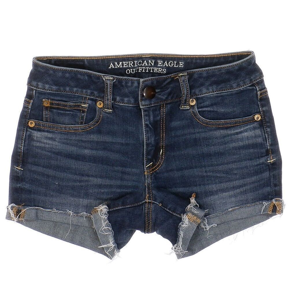 American Eagle Shorts Womens Size 0 Blue Shortie Super Stretch Measures W26
